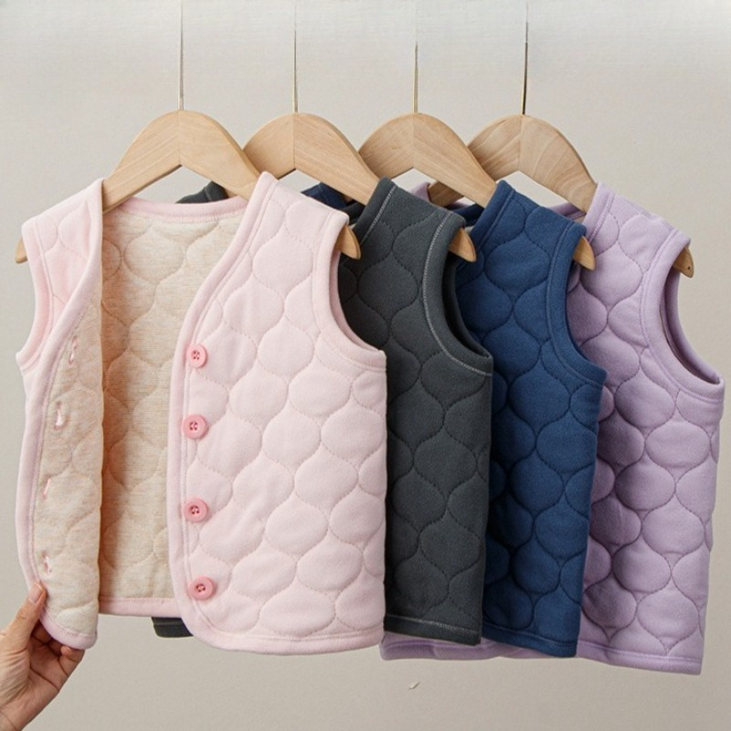 Winter Clothing For Baby Girl - เด็กเสื้อกั๊กฤดูใบไม้ร่วงฤดูหนาวชายหญิงสีทึบหนาเสื้อสเวตเตอร์ถักนักเรียนเสื้อชุดชั้นในเสื้อกั๊กเด็กเสื้อผ้า