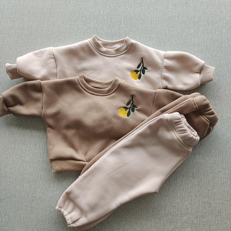 Winter Clothing Activities For Toddlers - ชุดเสื้อผ้าเด็กเล็กสำหรับฤดูใบไม้ร่วงและฤดูหนาว 0-5 ปี เสื้อกันหนาวหนาสำหรับเด็กผู้ชายและเด็กผู้หญิง เสื้อผ้าเด็กผู้หญิง เสื้อสเวตเตอร์ผ้าฟลีซ+กางเกงขายาว