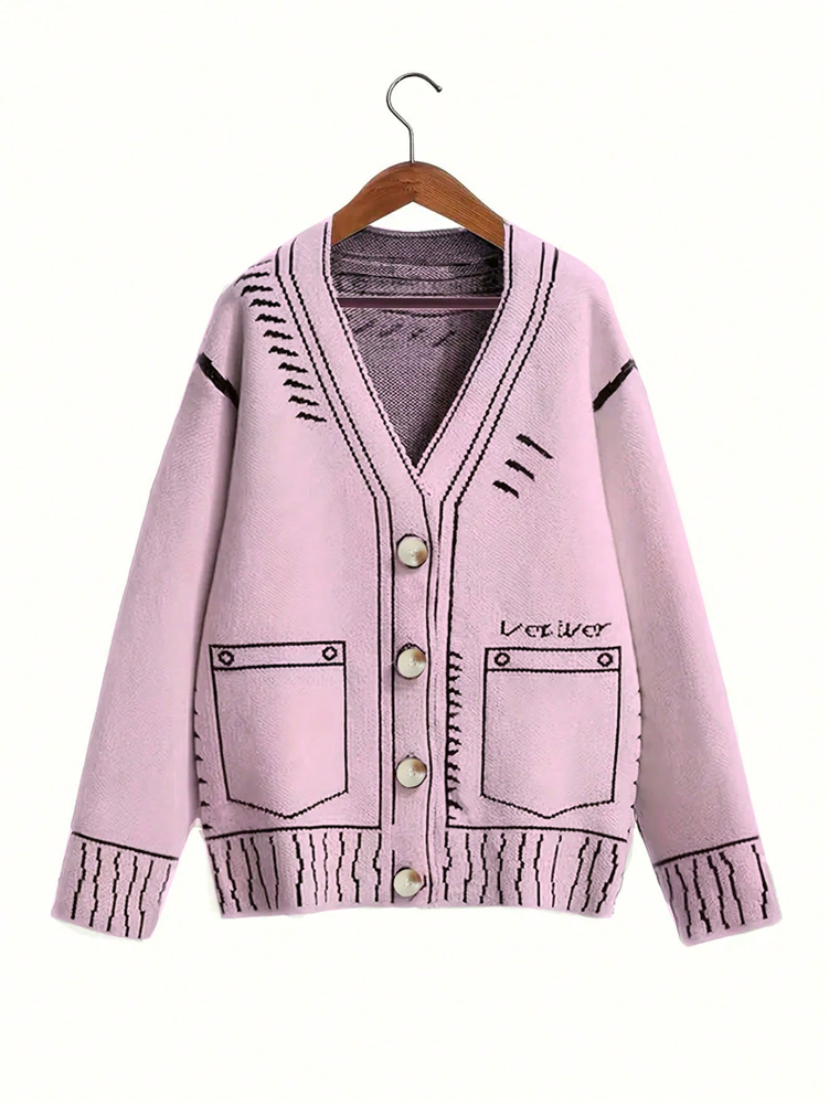 Winter Clothing Online - PLUS ขนาดผู้หญิงปุ่มเสื้อสเวตเตอร์ถักฤดูใบไม้ร่วงฤดูหนาว Fine Line รูปแบบถักเสื้อสไตล์ Outerwear