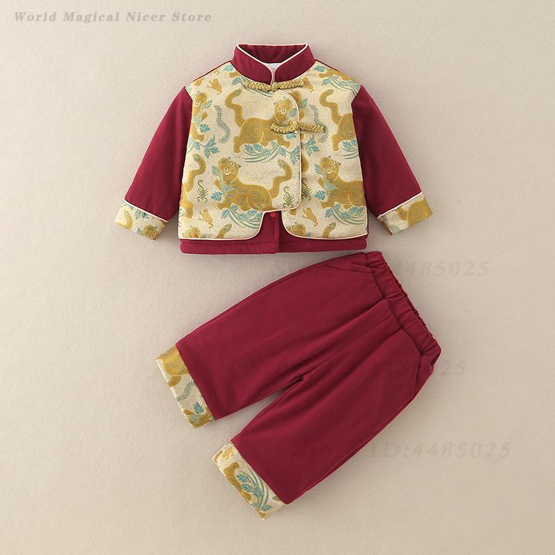 Winter Clothing For Babies - ฤดูใบไม้ร่วงฤดูหนาวชุดหนาเด็กชุดจีนแบบดั้งเดิมฮันฟูแขนยาวชุดตะวันออกเสื้อผ้าเด็กปีใหม่