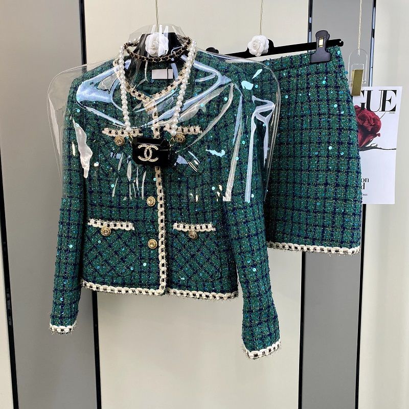 Jack Winter Clothing - ผู้หญิง Elegant Vintage Tweed หอมชุดแจ็คเก็ต Coat