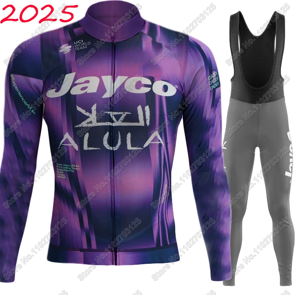 Winter Clothing Australia - Jayco Alula 2025 ทีมชุดขี่จักรยานJerseyชุดแขนยาวฤดูร้อนออสเตรเลียฤดูหนาวเสื้อผ้าแผนที่กางเกงBibชุดจักรยานMTB Maillot Ropa