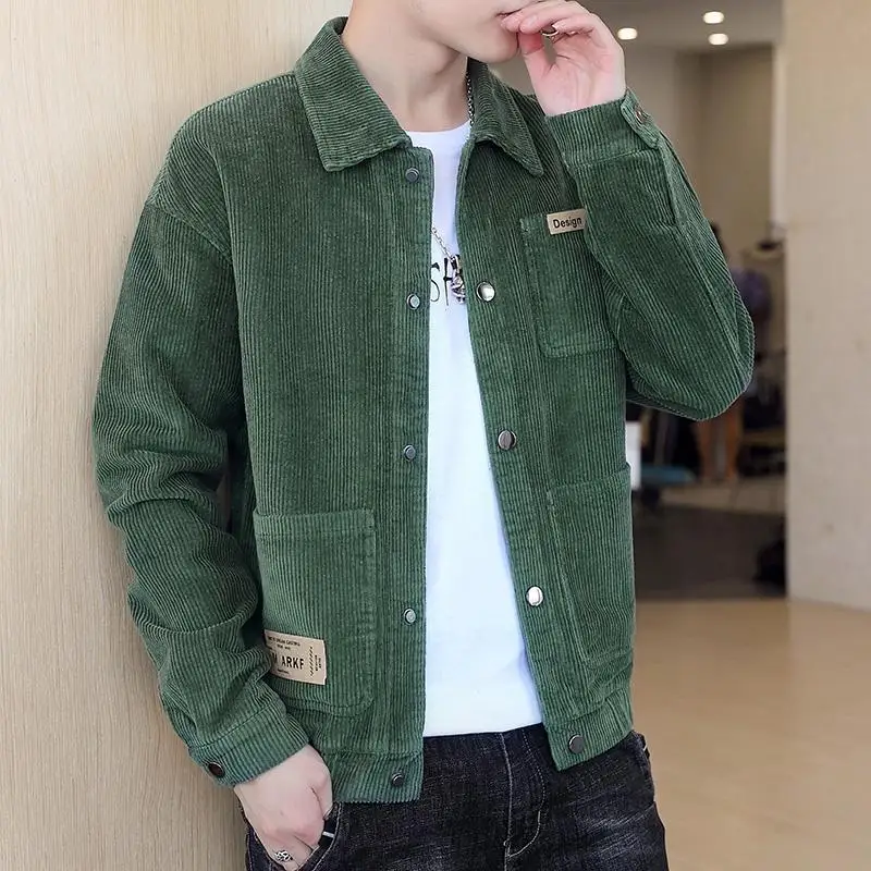 Jack Winter Clothing - LIBIELIY แฟชั่น Lapel ปุ่มกระเป๋า Spliced Corduroy