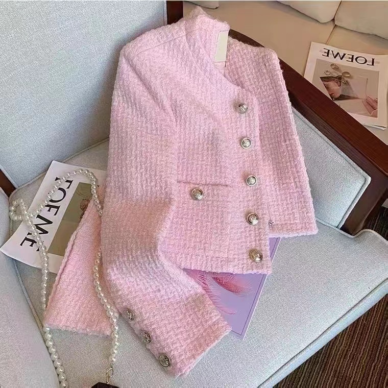 เสื้อโค้ทสตรีผ้าทวีตสีชมพูแขนย - Jack Winter Clothing บทวิจารณ์และราคา