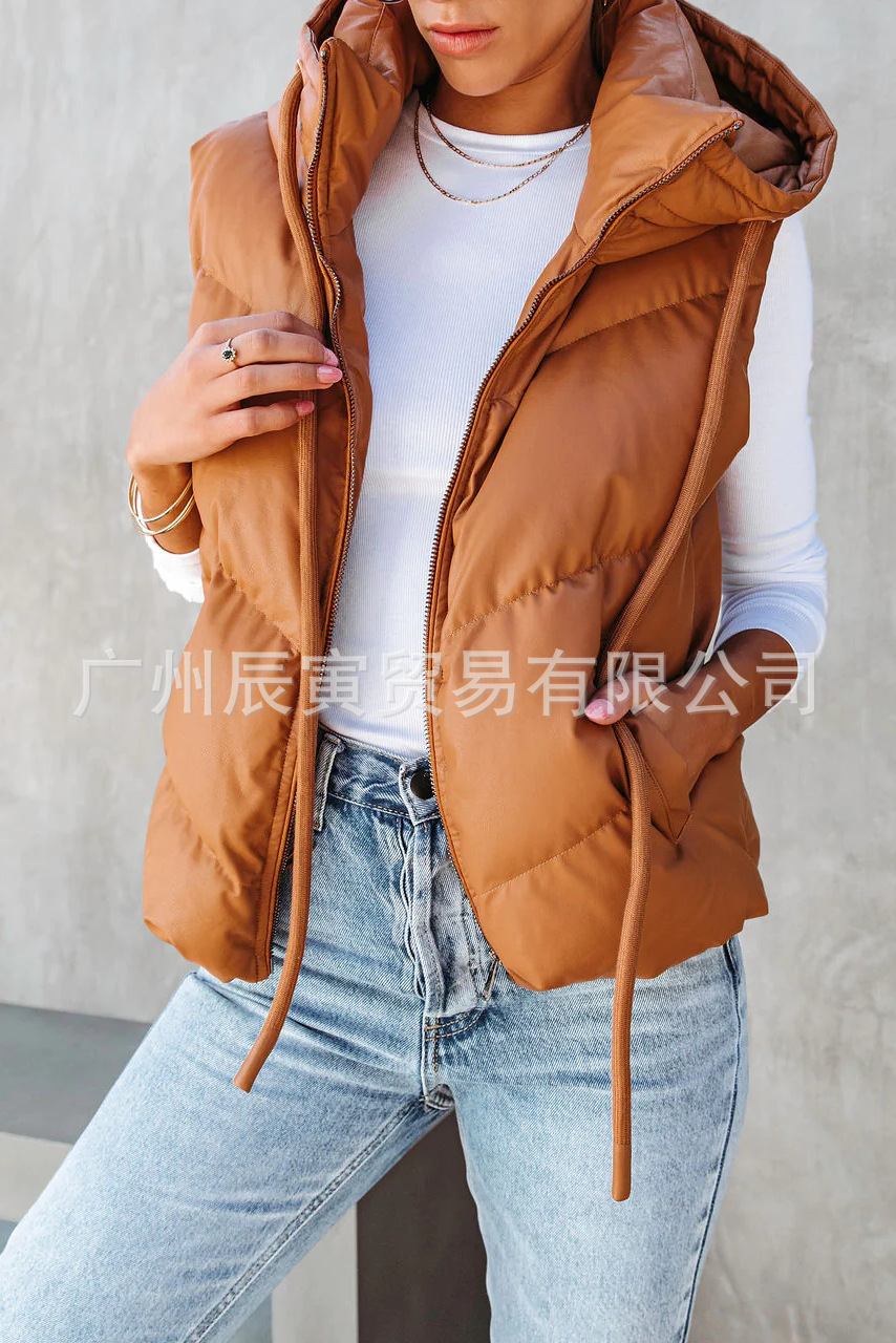 เสื้อกั๊กมีฮู้ดสีทึบสำหรับผู้ห - Padded Vest Gilet บทวิจารณ์และราคา