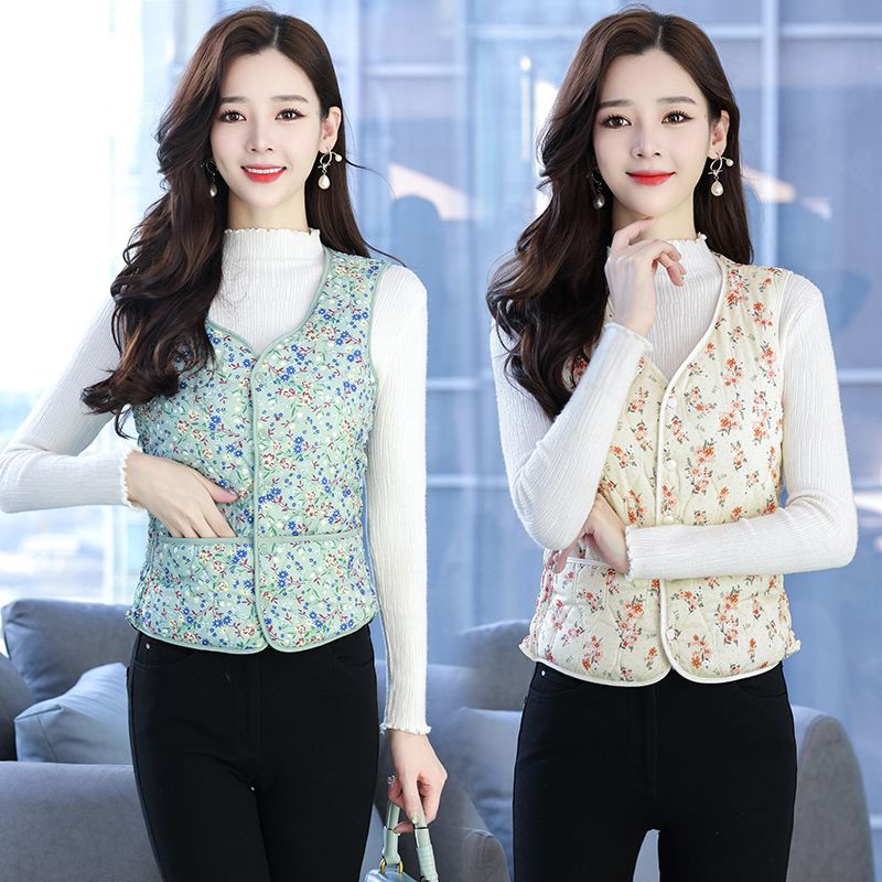 เสื้อกั๊กผ้าฟลีซบุหนานุ่มลายดอ - Padded Vest Gilet บทวิจารณ์และราคา