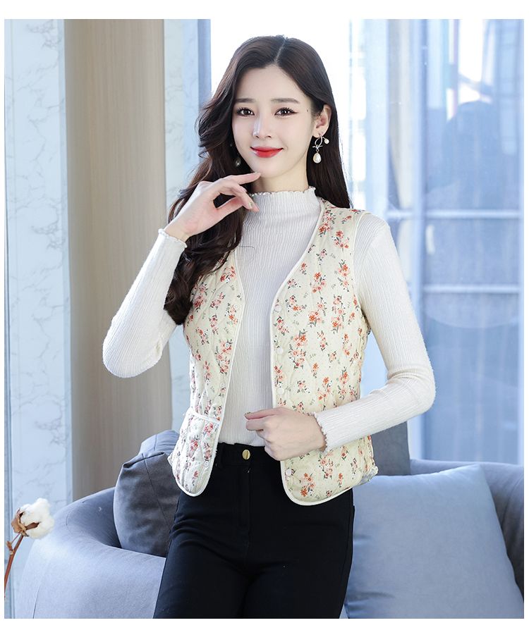 เสื้อกั๊กผ้าฟลีซบุหนานุ่มลายดอ - Padded Vest Gilet บทวิจารณ์และราคา